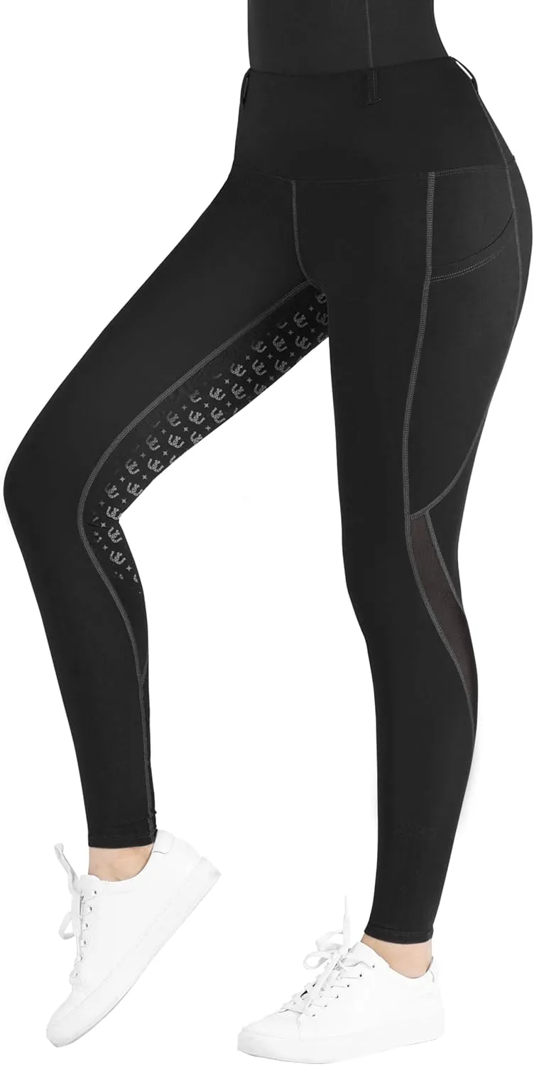 Women's Riding Breeches Equestrian Riding Pants with Silicone Grip and Ventilated Mesh Fabric Active Riding Tights