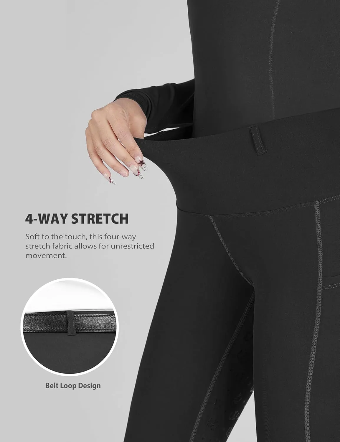 Women's Riding Breeches Equestrian Riding Pants with Silicone Grip and Ventilated Mesh Fabric Active Riding Tights