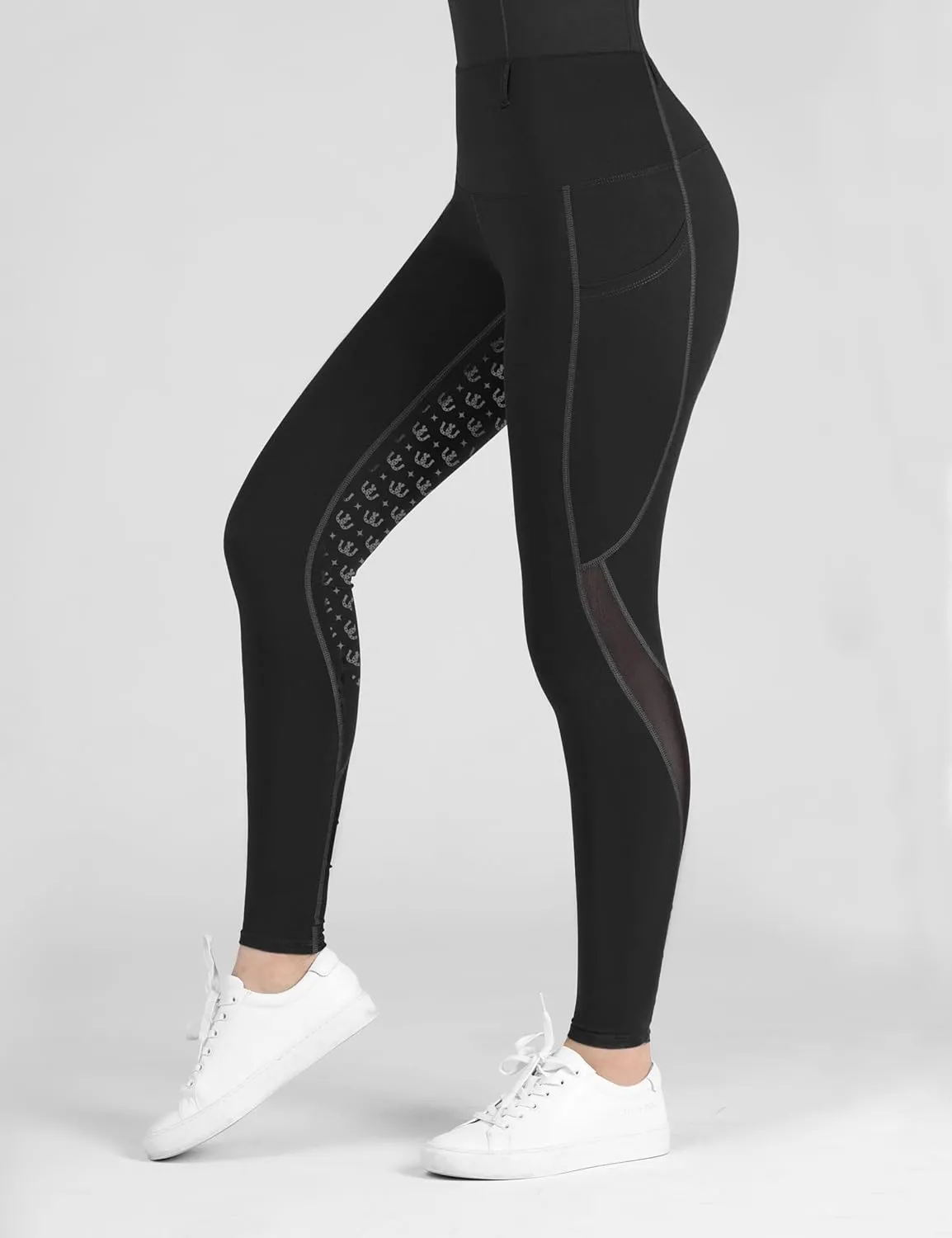 Women's Riding Breeches Equestrian Riding Pants with Silicone Grip and Ventilated Mesh Fabric Active Riding Tights