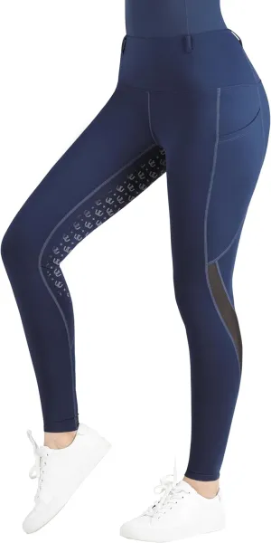 Women's Riding Breeches Equestrian Riding Pants with Silicone Grip and Ventilated Mesh Fabric Active Riding Tights