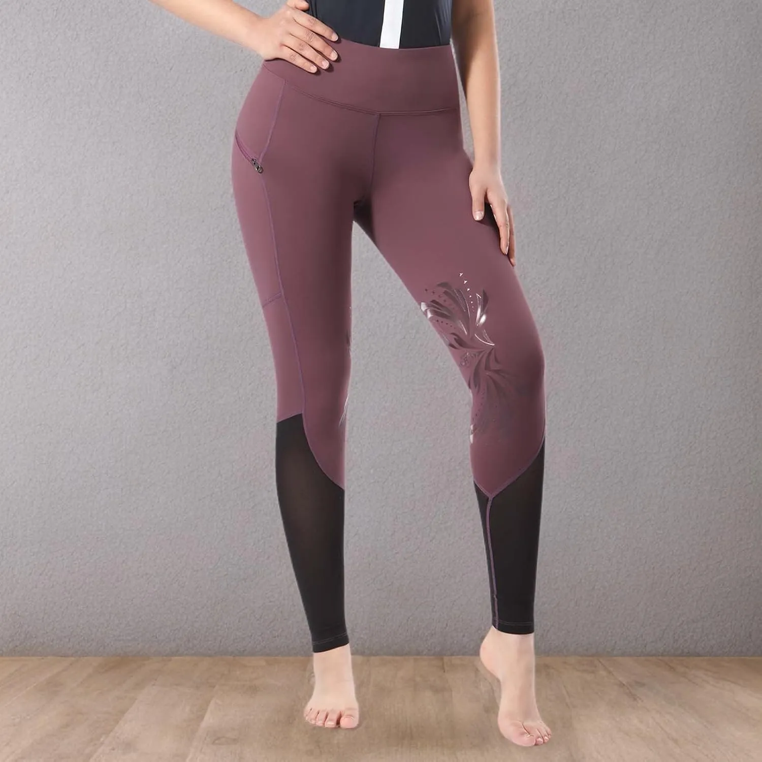 Women's Riding Breeches Equestrian Riding Pants with Silicone Grip and Ventilated Mesh Fabric Active Riding Tights