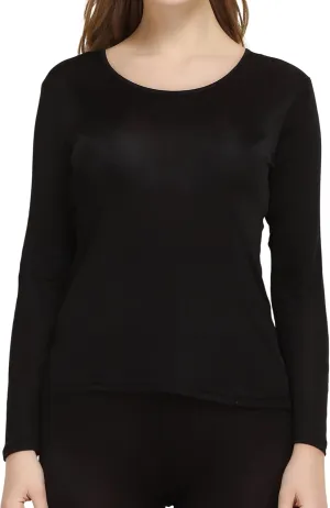 Women's Silk Thermal Underwear Top Mulberry Silk Scoop Neck Baselayer Shirt Long Sleeve Undershirt Slim Lightweight Blouse