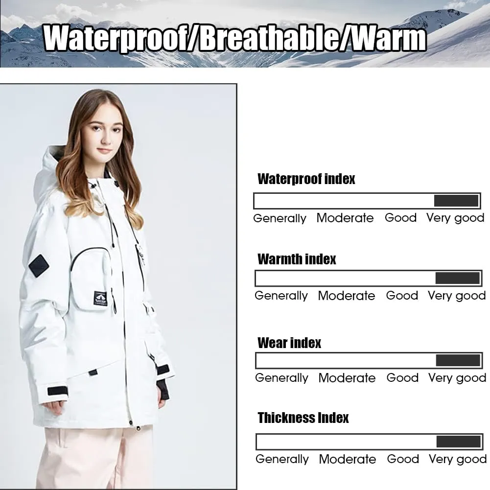 Womens Ski Jacket Waterproof Snow Jackets Winter Windproof Snowboard Jacket Coats with Hood