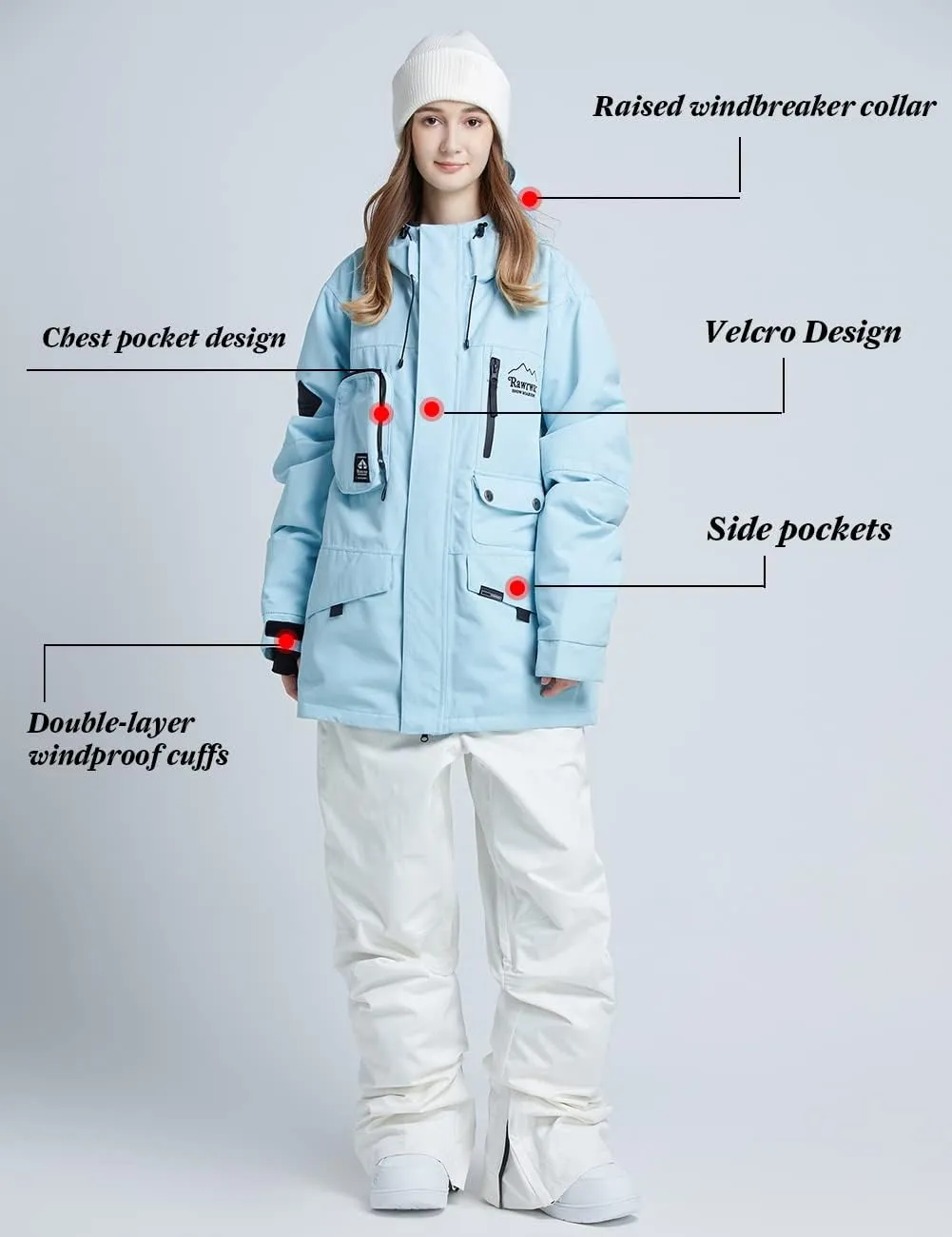 Womens Ski Jacket Waterproof Snow Jackets Winter Windproof Snowboard Jacket Coats with Hood