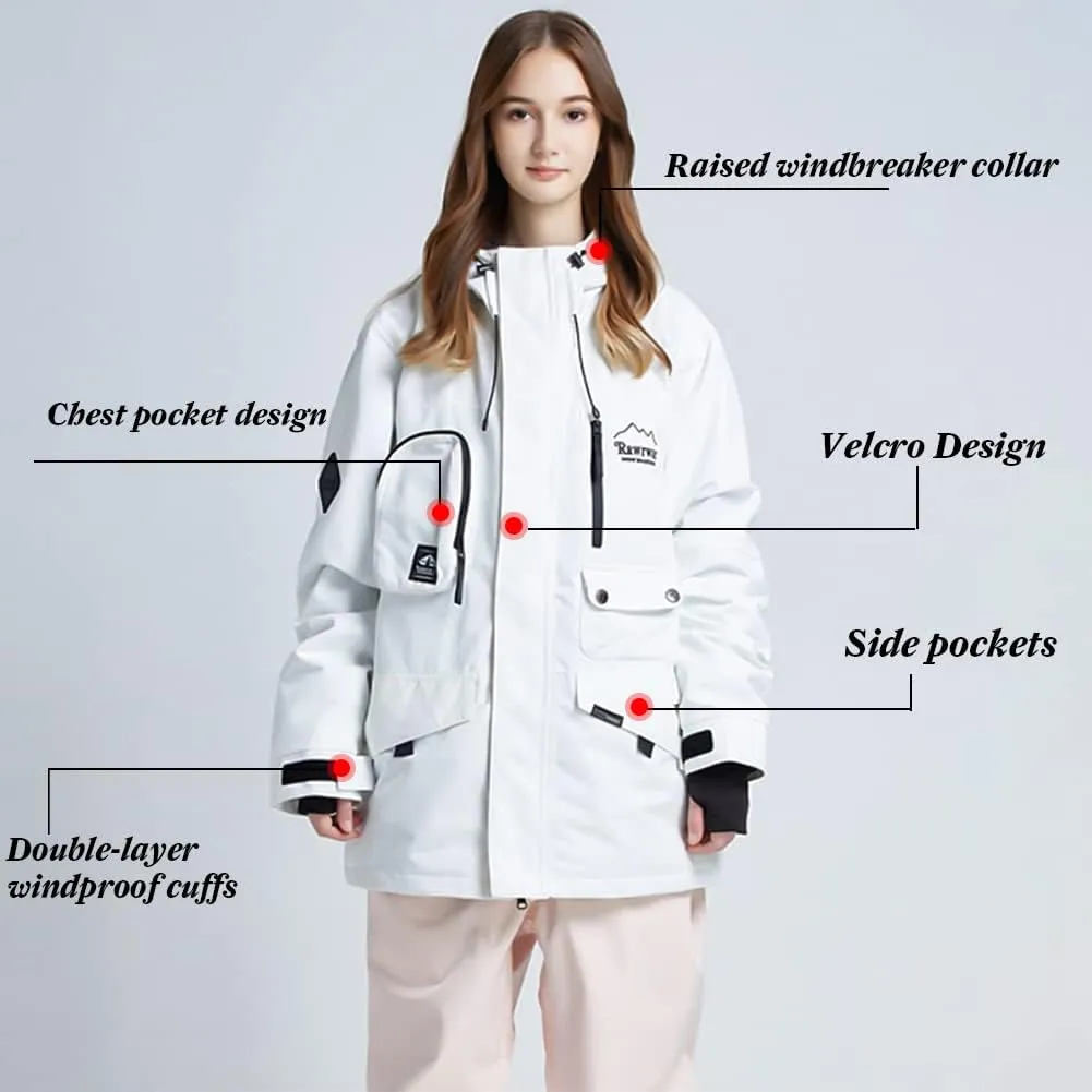 Womens Ski Jacket Waterproof Snow Jackets Winter Windproof Snowboard Jacket Coats with Hood