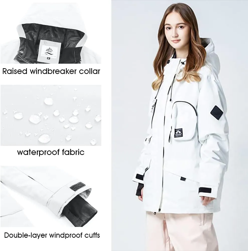 Womens Ski Jacket Waterproof Snow Jackets Winter Windproof Snowboard Jacket Coats with Hood