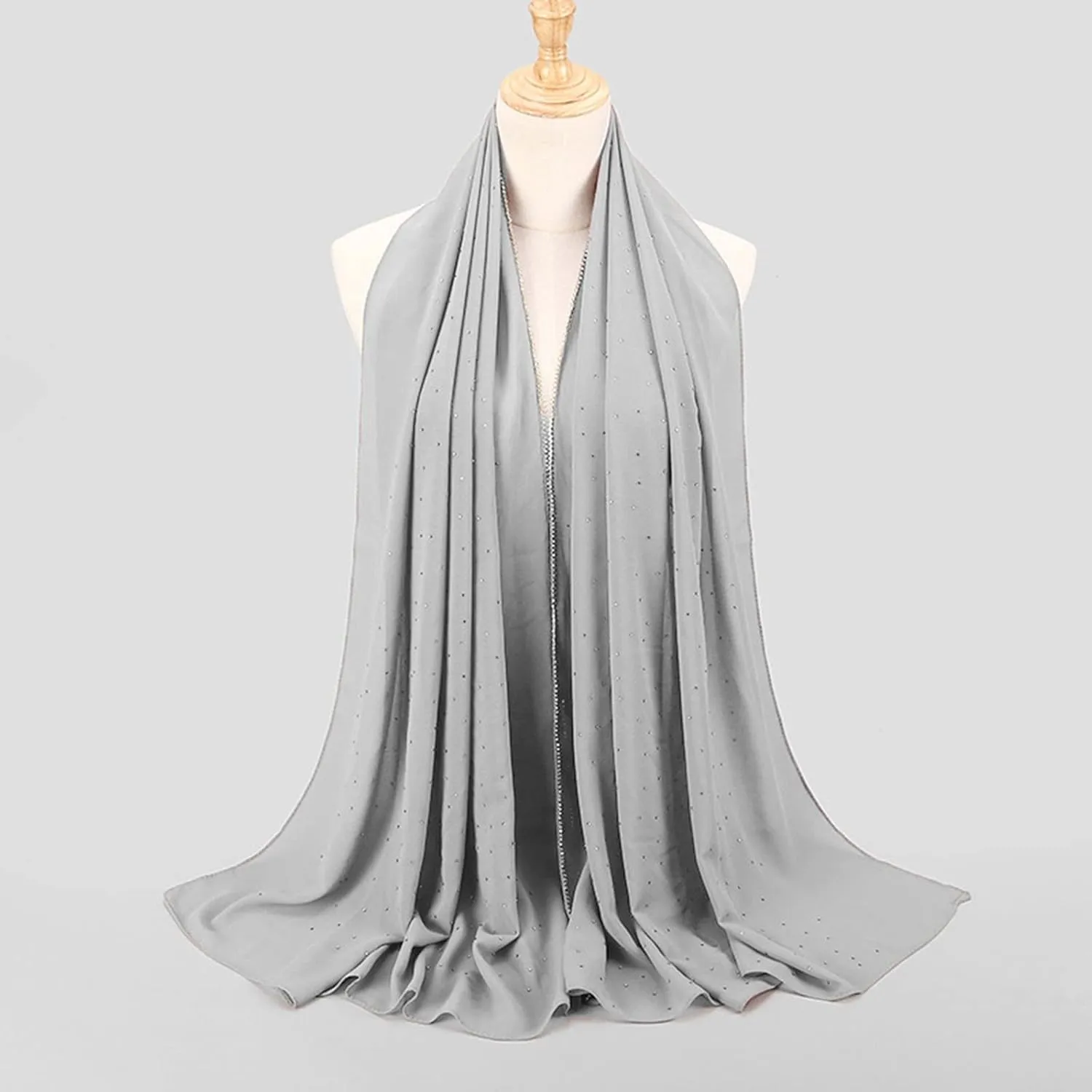 Women's Soft Chiffon Diamond Headscarf Spring Summer Long Shawl Muslim Hijab Scarf Shirts Women Silk