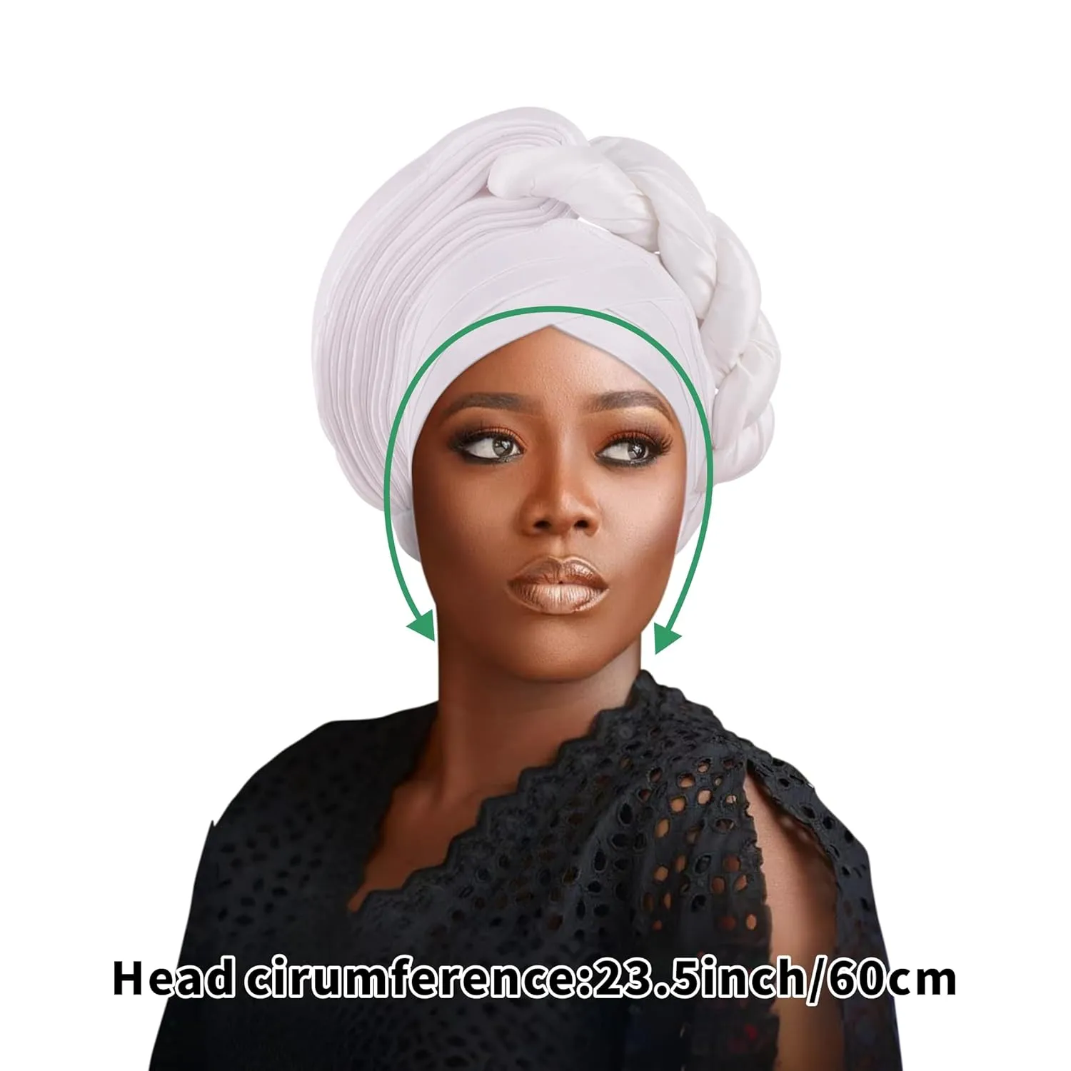 Women's Turban Cap Nigeria Wedding Auto Geles Party Headwear Female Head Wraps Raw Silk African Headtie Autogele (One Size,White)