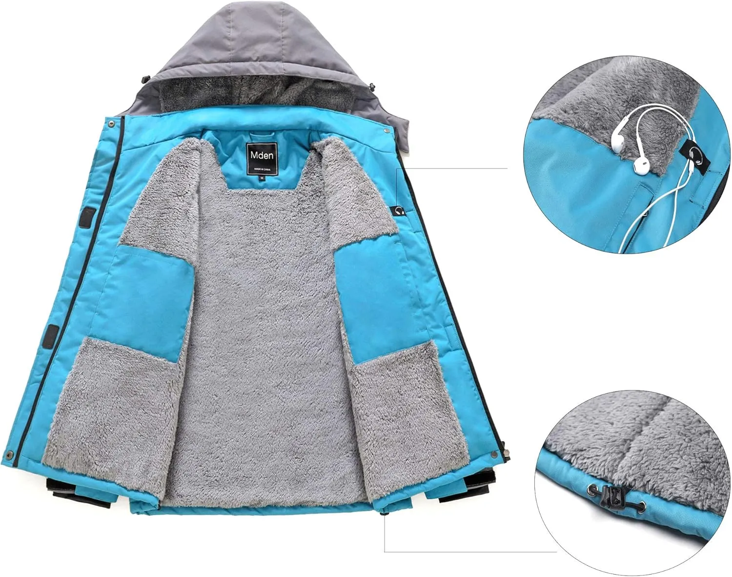 Women's Waterproof Ski Jacket Outdoor Windproof Fleece Insulated Snowboard Rain Jacket
