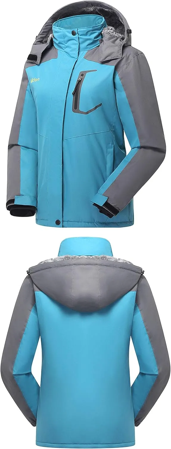 Women's Waterproof Ski Jacket Outdoor Windproof Fleece Insulated Snowboard Rain Jacket