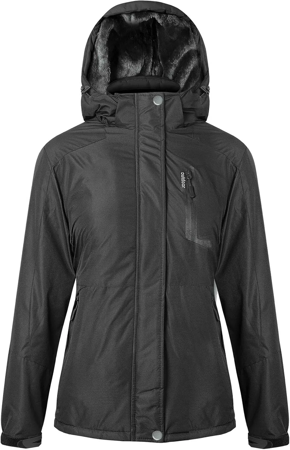 Women’s Waterproof Snow Ski Jacket Mountain Windproof Winter Coat with Detachable Hood