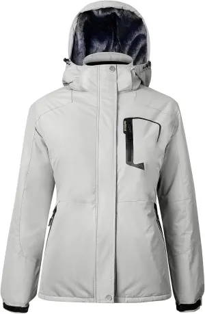 Women’s Waterproof Snow Ski Jacket Mountain Windproof Winter Coat with Detachable Hood