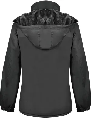 Women’s Waterproof Snow Ski Jacket Mountain Windproof Winter Coat with Detachable Hood