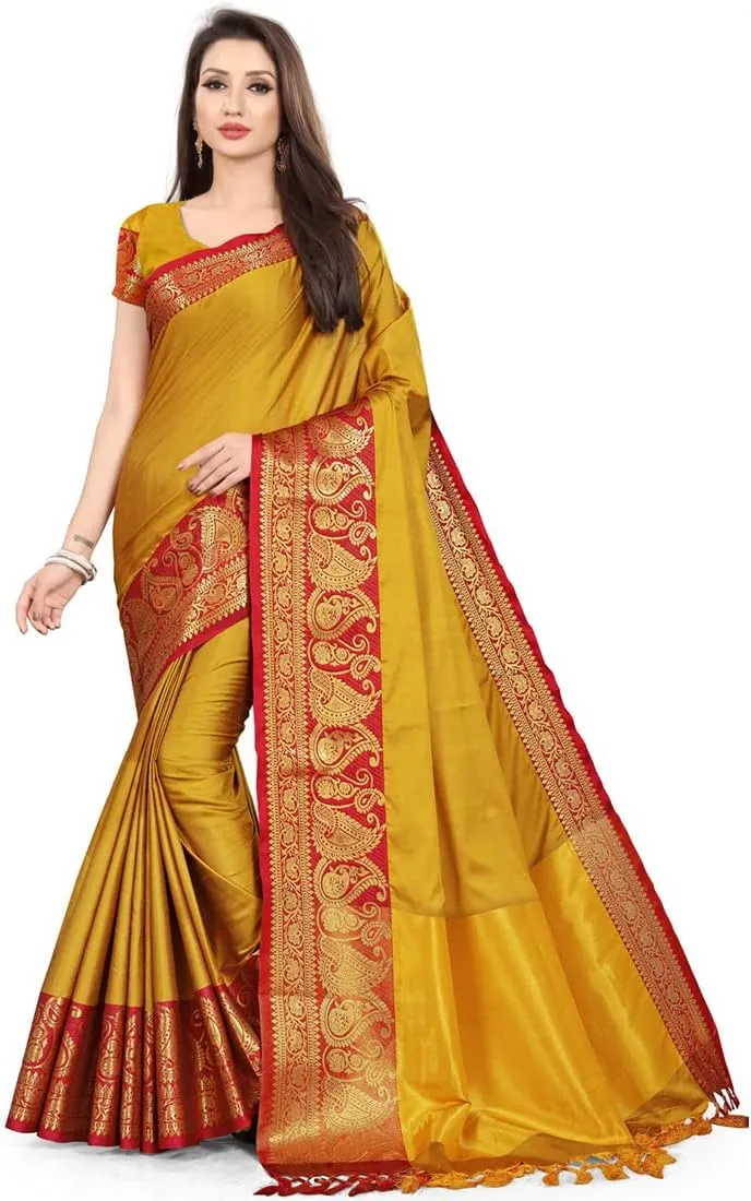 Women's Wear Ora Silk Traditional Indian Ethnic Saree With Blouse Piece -(RIC-1004)