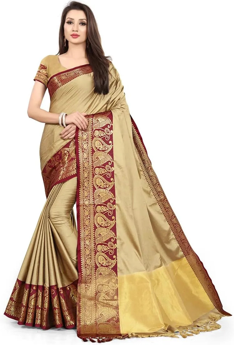 Women's Wear Ora Silk Traditional Indian Ethnic Saree With Blouse Piece