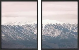 Woodrose Framed Wall Art Collage Print Gallery Set Snowy Mountain Range Below Sky Nature Wilderness Photography Realism Modern Landscape Relax/Calm for Living Room, Bedroom, Office - 12"x16"x2 BLACK