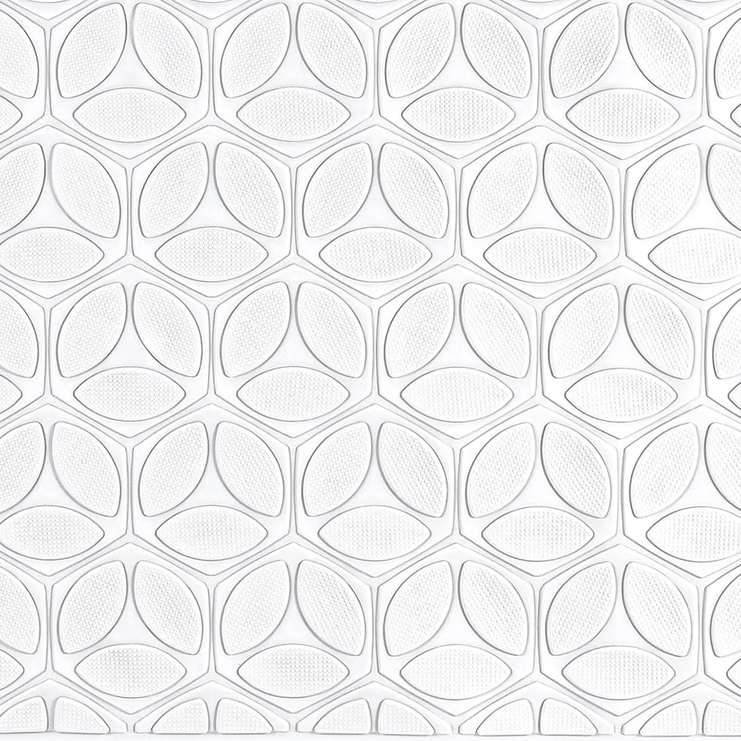 WRISIN Bathtub Mat Non Slip with Suction Cups - 100% Rubber Bathroom Mat Textured for Bath Tub Shower Safety - Soft on Touch - BPA/PVC Free - Pet Dog Bath Mat - Machine Washable - 17 × 35 Inch（White）