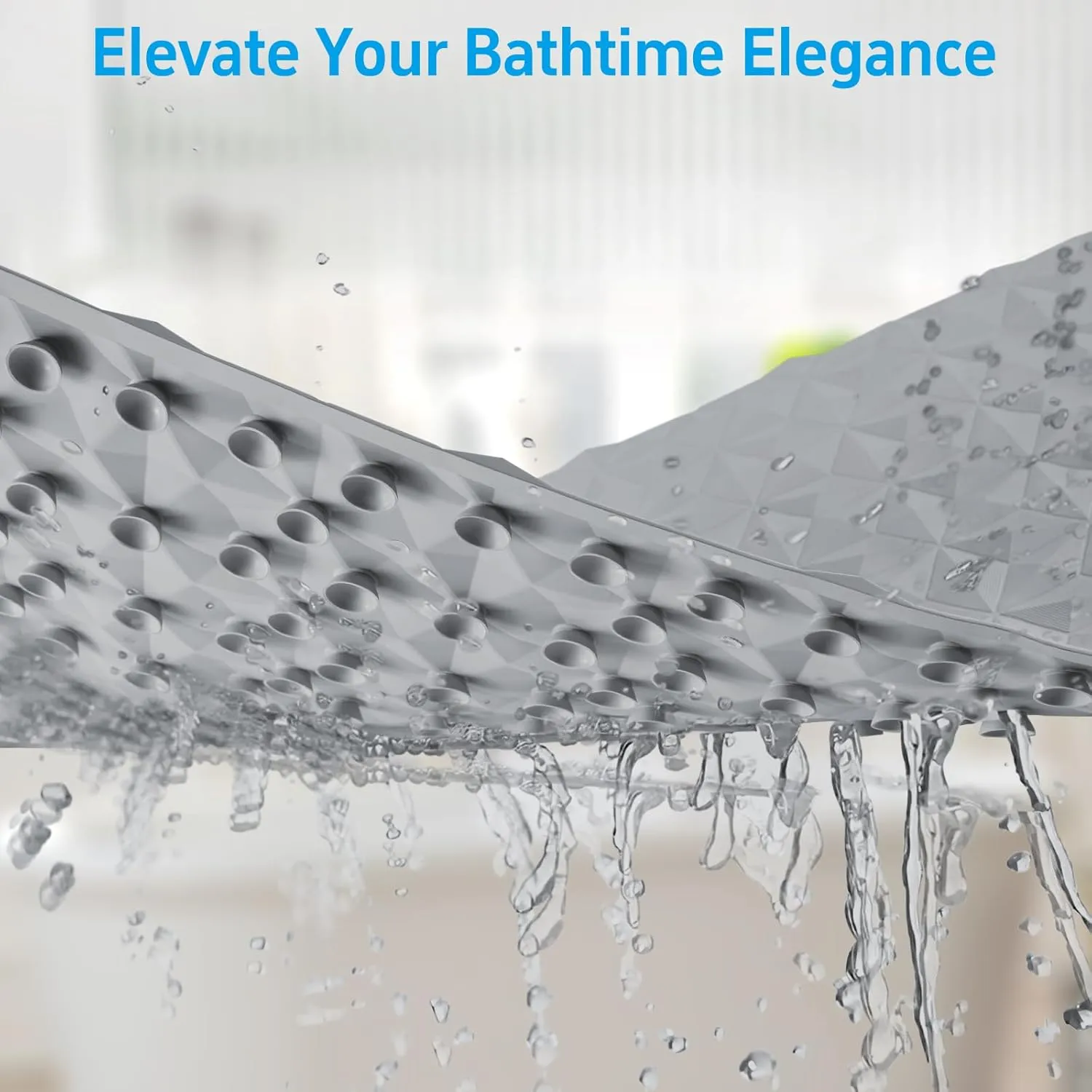 WRISIN Non Slip Bathtub Mat for Bath Tub Shower - Natural Rubber Mat with 241 Suction Cups - Soft Bathroom Safety Mat - Unique Diamond Pattern - Fatigue Relief - Machine Washable - 16 × 28 Inch
