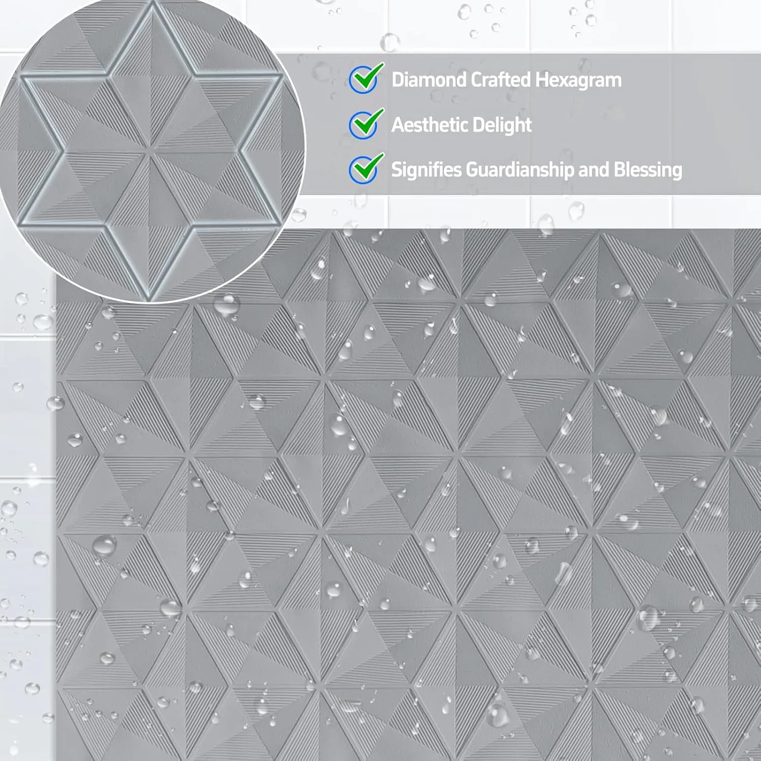 WRISIN Non Slip Bathtub Mat for Bath Tub Shower - Natural Rubber Mat with 241 Suction Cups - Soft Bathroom Safety Mat - Unique Diamond Pattern - Fatigue Relief - Machine Washable - 16 × 28 Inch