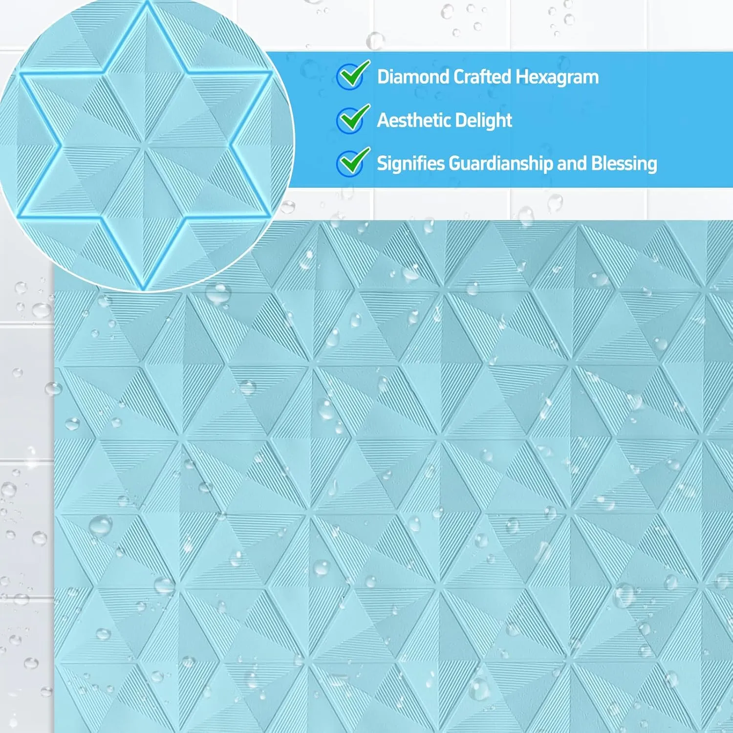 WRISIN Non Slip Bathtub Mat for Bath Tub Shower - Natural Rubber Mat with Suction Cups - Large Soft Bathroom Safety Mat - Unique Diamond Pattern - Fatigue Relief - Machine Washable - 17 × 35 Inch