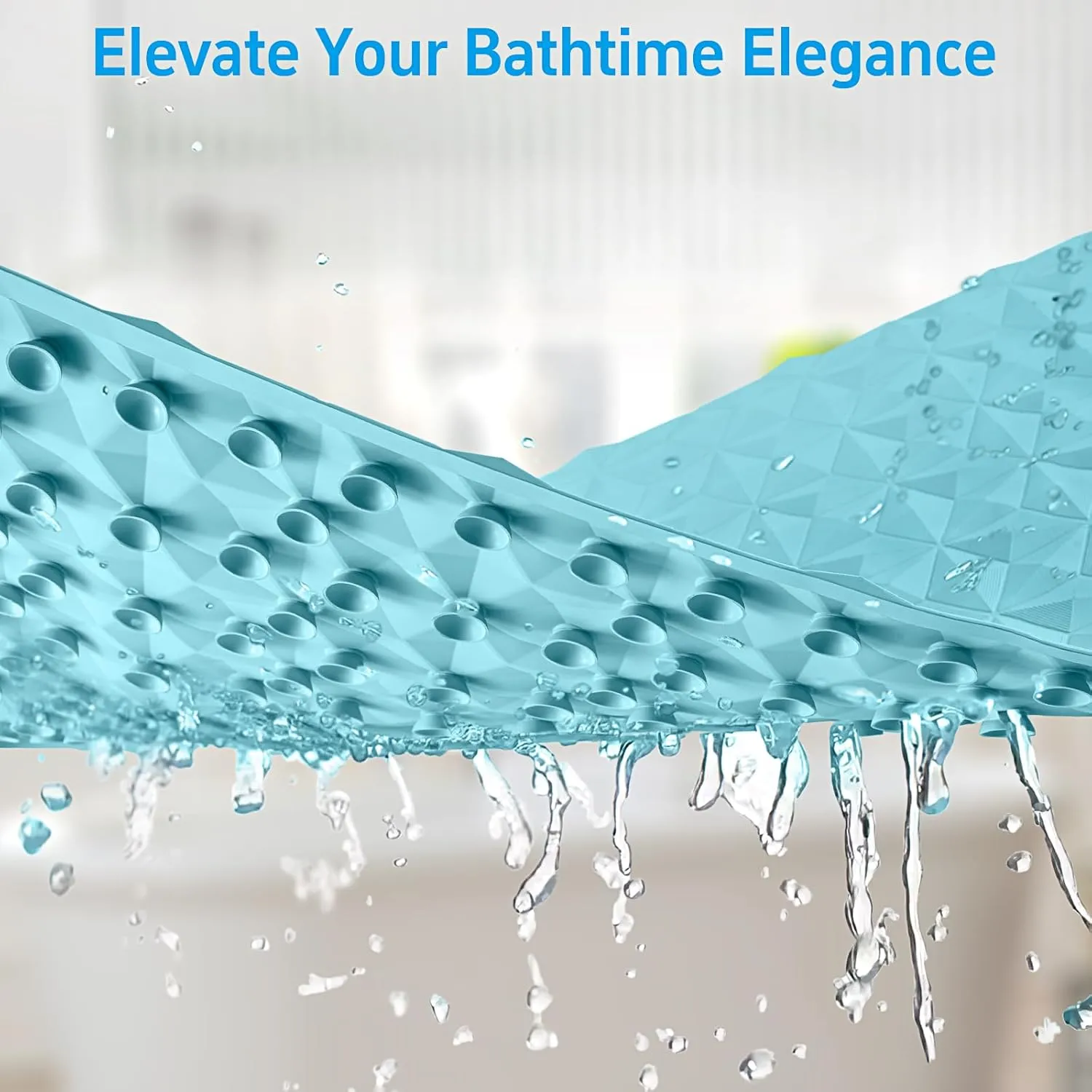 WRISIN Non Slip Bathtub Mat for Bath Tub Shower - Natural Rubber Mat with Suction Cups - Large Soft Bathroom Safety Mat - Unique Diamond Pattern - Fatigue Relief - Machine Washable - 17 × 35 Inch