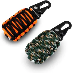 WYYHAA Paracord Survival Kit, Fishing Tools Key Chain Portable Emergency Preparedness Kit (12 Tools) for Outdoor Adventures Natural Disasters, Earthquakes(2 Packs)