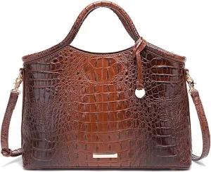 XXGJOALD-Satchel Bag Women’s Vegan Leather Purse Crocodile-Embossed Pattern with Top Handle Large Shoulder Bag Handbag