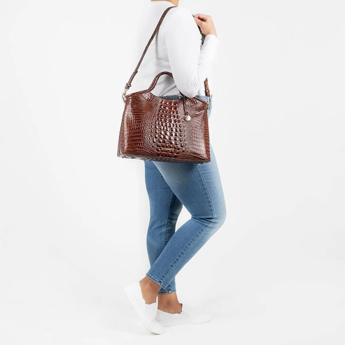 XXGJOALD-Satchel Bag Women’s Vegan Leather Purse Crocodile-Embossed Pattern with Top Handle Large Shoulder Bag Handbag