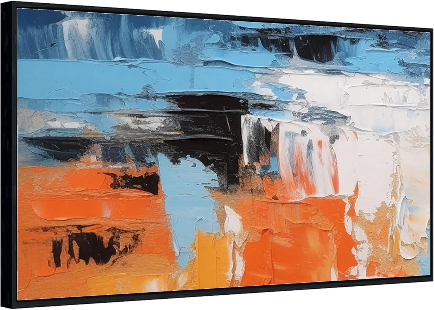 Yahedoba Blue and white acrylic paintings, simple abstract hand-painted oil paintings,(122 * 244cm) 48 * 96 Inches,Unstretched,Frameless