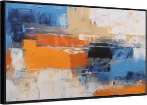 Yahedoba Blue and white minimalist hand-painted acrylic painting, modern abstract wall decoration,(122 * 244cm) 48 * 96 Inches,Unstretched,Frameless