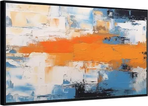 Yahedoba Blue and white wabi-sabi style hand-painted acrylic oil painting,(81 * 162cm) 32 * 64 Inches,Unstretched,Frameless