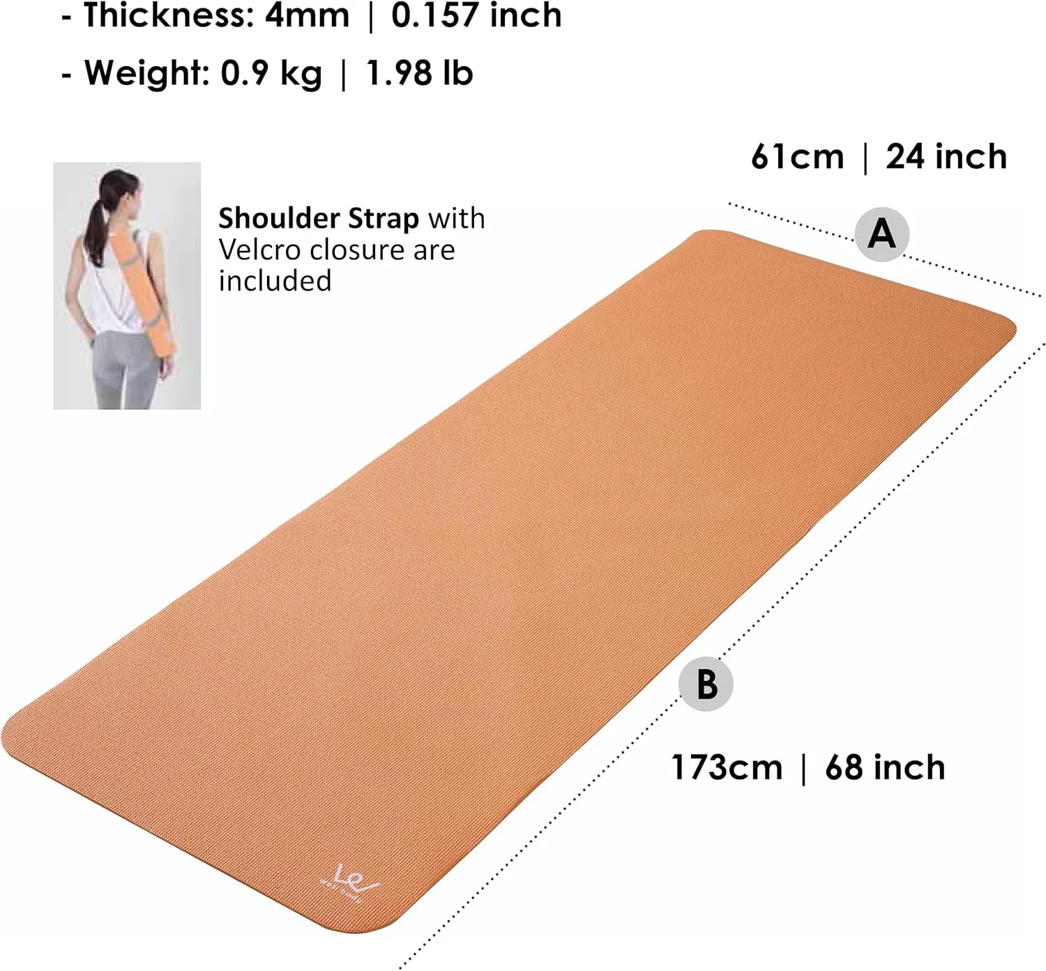 YAMAZEN Yoga Workout Mat for Home Gym Exercise | All Purpose Mat with Strap | Excellent Cushioning