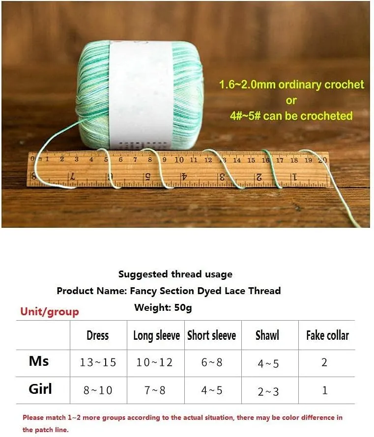 Yarn Knitting Crocheting Water Su Lace Thread DIY Hand-Knitted Crochet Cotton Thread Section Dyed Wool Hand-Knitted Thread-07 Spring Bud_6Pcs