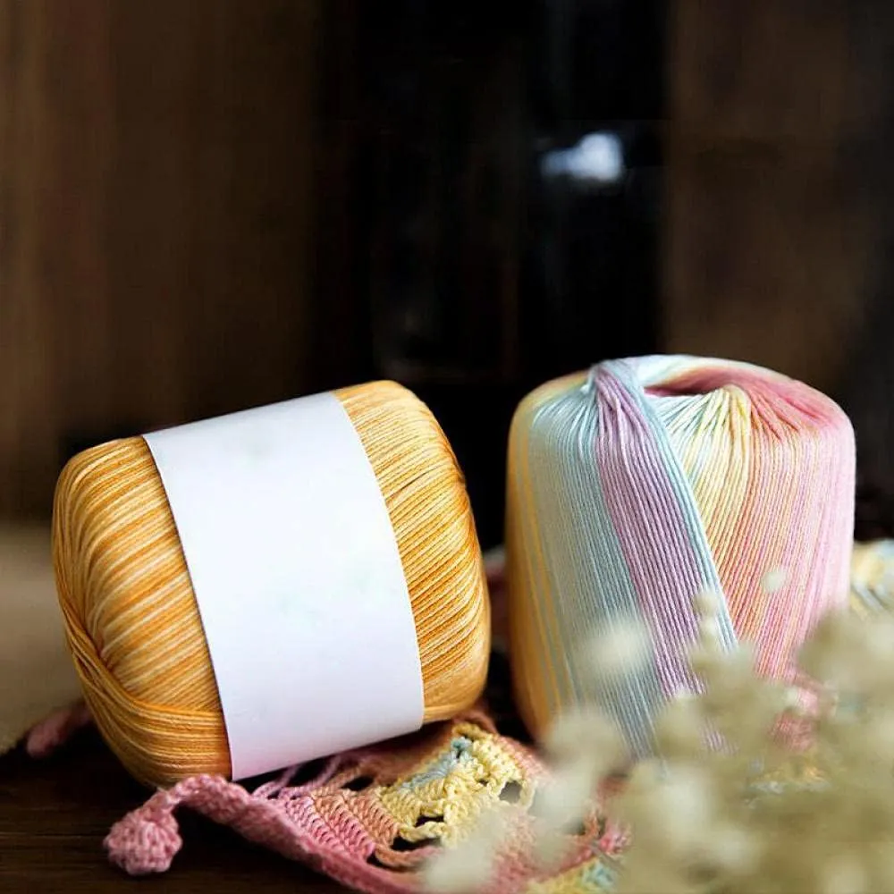 Yarn Knitting Crocheting Water Su Lace Thread DIY Hand-Knitted Crochet Cotton Thread Section Dyed Wool Hand-Knitted Thread-07 Spring Bud_6Pcs