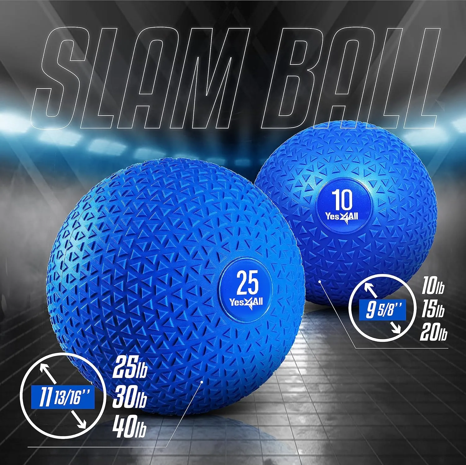 Yes4All Slam Balls, 10-40lb Medicine Ball Weight, Durable PVC Sand Filled Workout Dynamic Medicine Ball for Core Strengthen