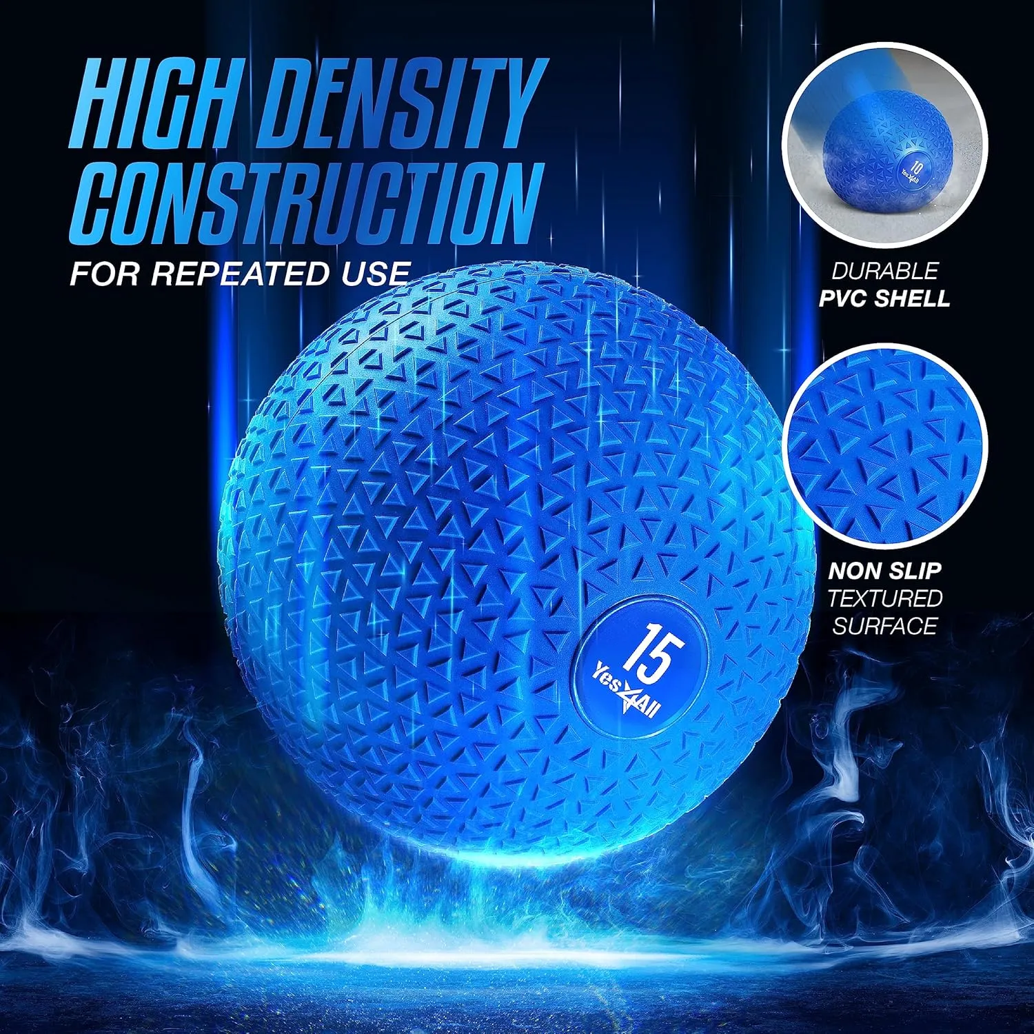 Yes4All Slam Balls, 10-40lb Medicine Ball Weight, Durable PVC Sand Filled Workout Dynamic Medicine Ball for Core Strengthen
