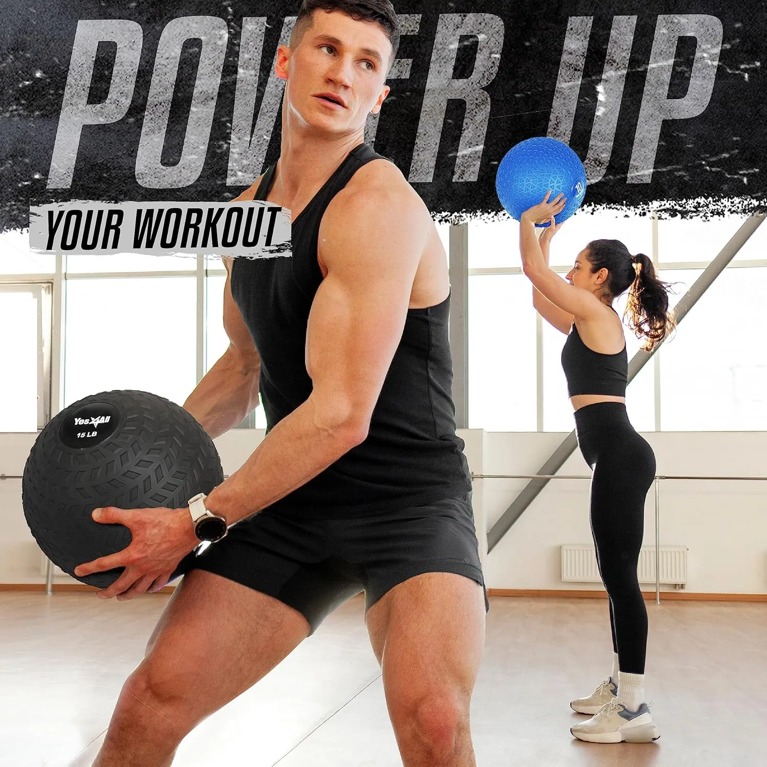 Yes4All Slam Balls, 10-40lb Medicine Ball Weight, Durable PVC Sand Filled Workout Dynamic Medicine Ball for Core Strengthen