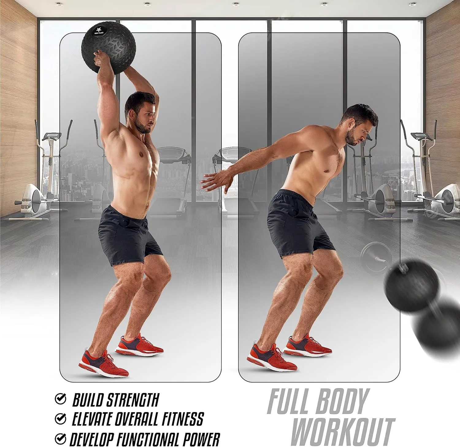 Yes4All Upgraded Fitness Slam Medicine Ball 20 LB for Exercise, Strength, Weighted Exercises Balls for Power Workout