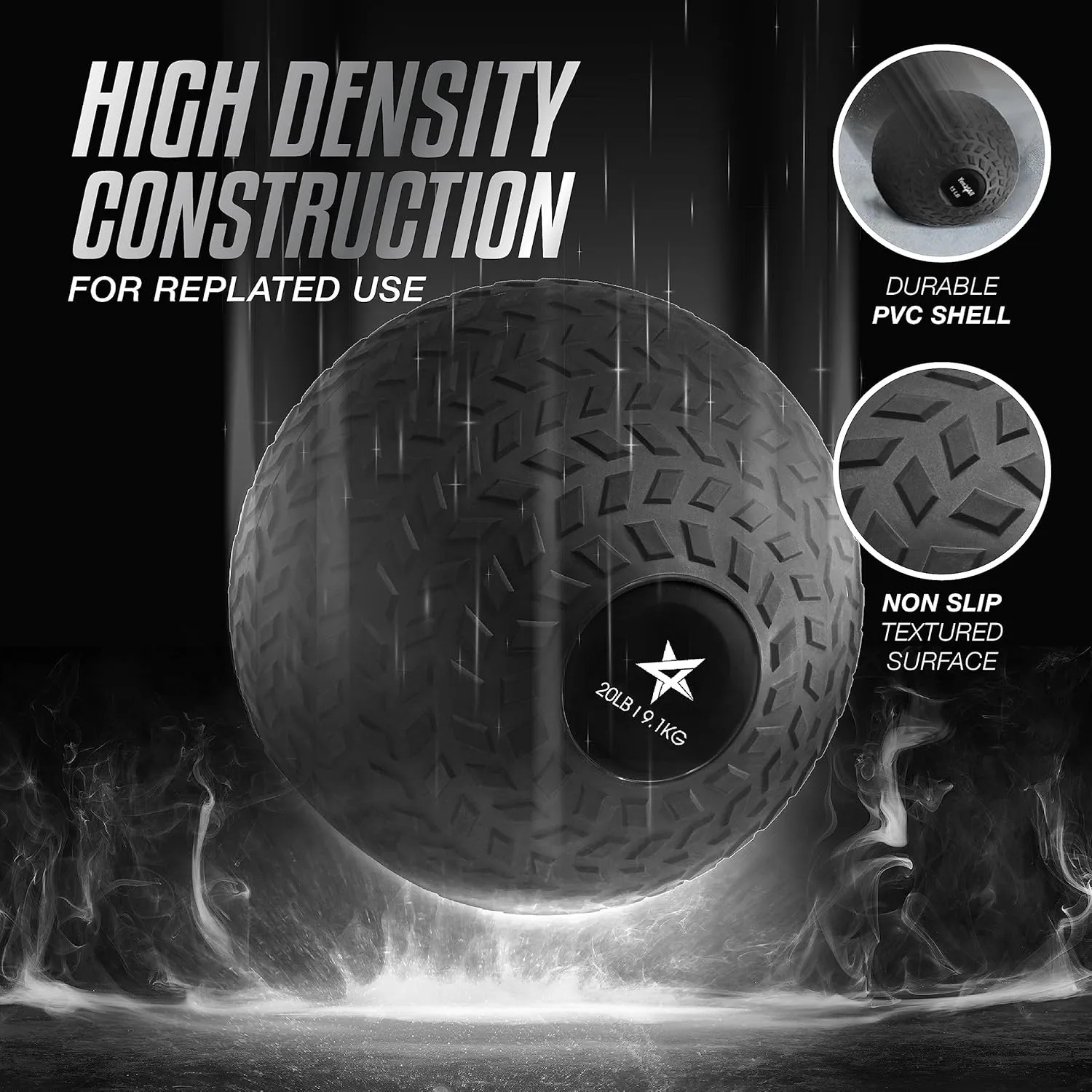 Yes4All Upgraded Fitness Slam Medicine Ball 20 LB for Exercise, Strength, Weighted Exercises Balls for Power Workout