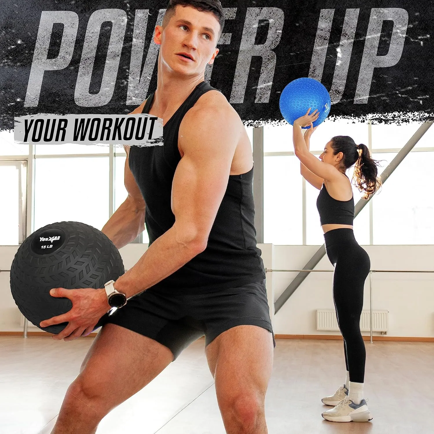 Yes4All Upgraded Fitness Slam Medicine Ball 20 LB for Exercise, Strength, Weighted Exercises Balls for Power Workout