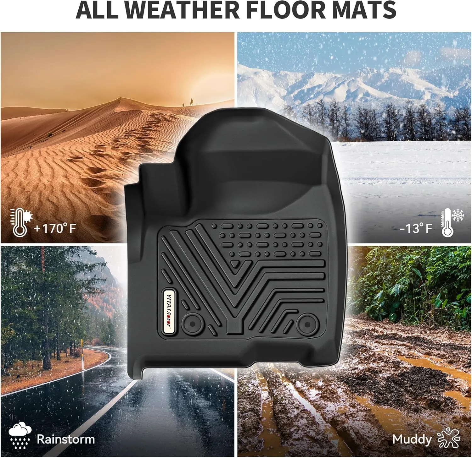 YITAMOTOR Floor Mats Fit for Honda Accord 2018-2022, TPE All Weather Custom Floor Liners 1st & 2nd Row, Black