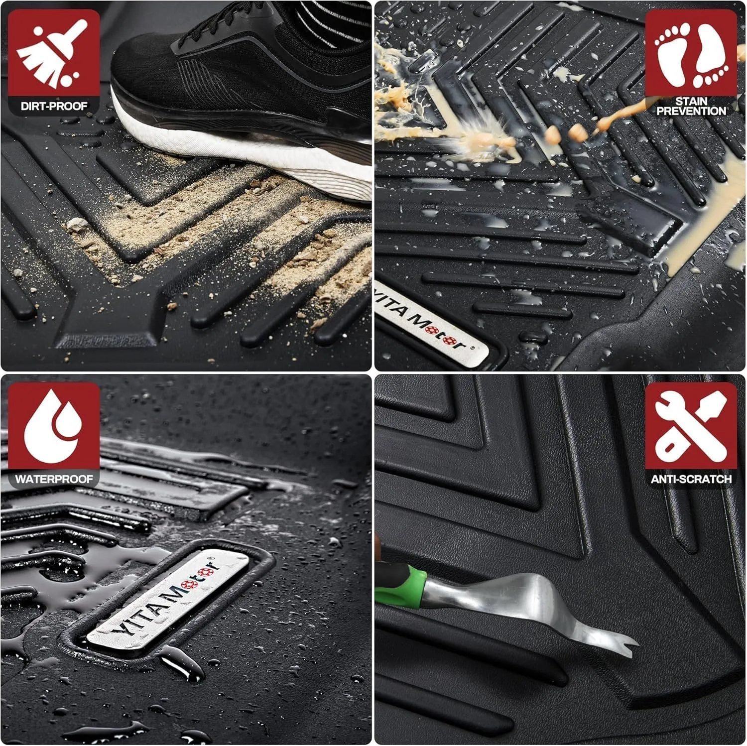 YITAMOTOR Floor Mats Fit for Honda Accord 2018-2022, TPE All Weather Custom Floor Liners 1st & 2nd Row, Black