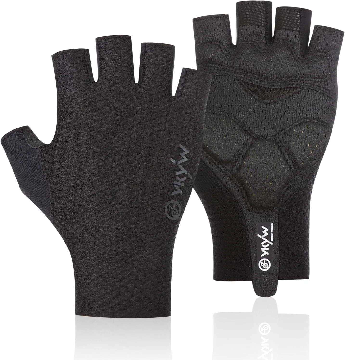 YKYWBIKE Cycling Gloves-Breathable Bike Gloves,Half Finger Padded Sport Gloves,Anti-Slip Biking Gloves,Shock-Absorbing MTB Bicycle Gloves for Men Women