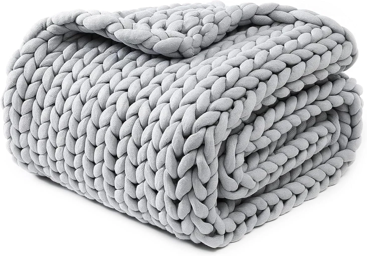 YnM Chunky Throw Blanket, Medium-Weight, Hand Knitted, Skin Friendly, Ventilated and Breathable, Machine Washable, Home Décor Piece for Couch, Sofa and Bed (Lunar Grey, 60x80 Inch)