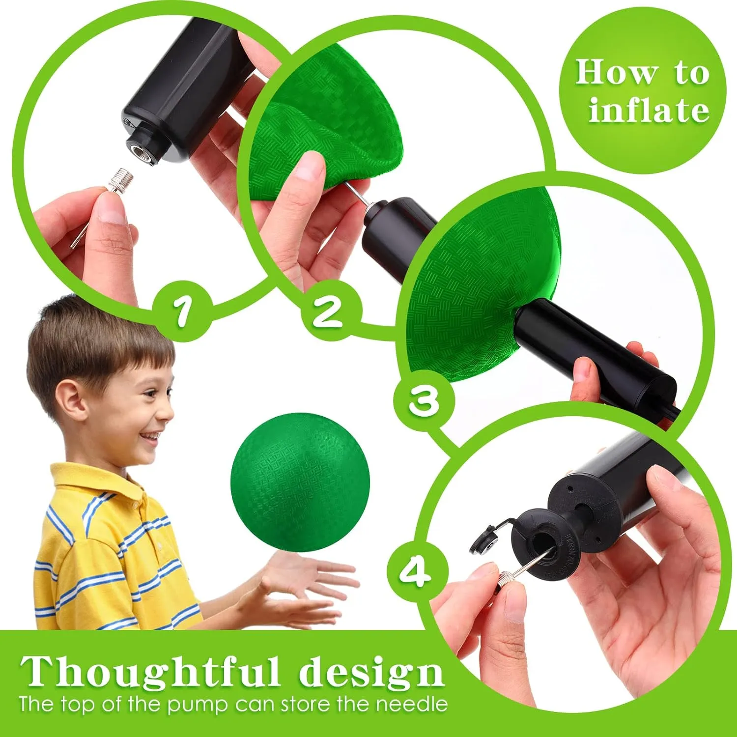 Yunsailing 24 Pcs Dodgeballs Bulk 6 Inch Playground Balls, Sport Kickball Rubber Bouncy Inflatable Balls with a Hand Pump for Kids Adults Indoor Outdoor Ball Games, Kickball, Handball, Four Square