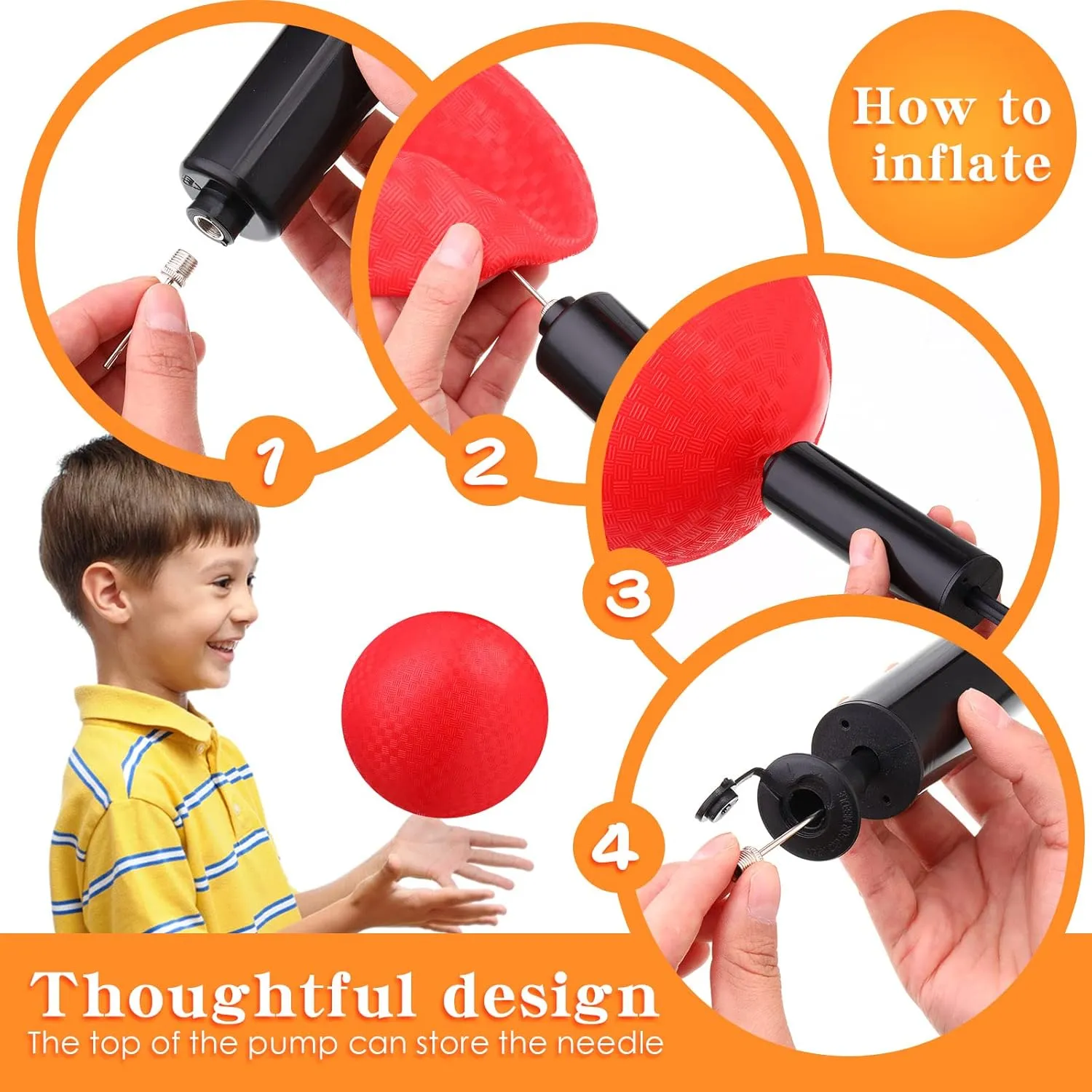 Yunsailing 24 Pcs Dodgeballs Bulk 6 Inch Playground Balls, Sport Kickball Rubber Bouncy Inflatable Balls with a Hand Pump for Kids Adults Indoor Outdoor Ball Games, Kickball, Handball, Four Square