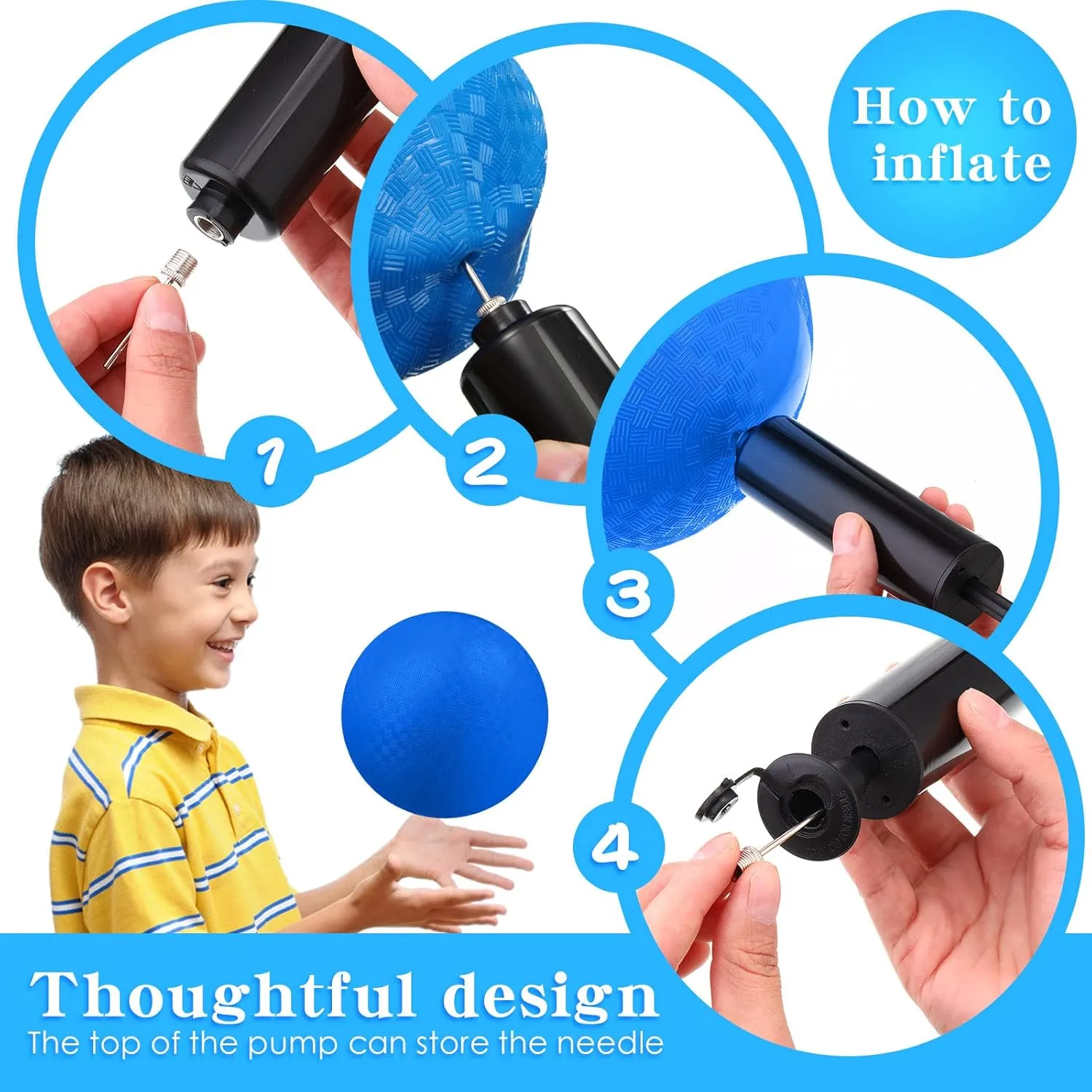 Yunsailing 24 Pcs Dodgeballs Bulk 6 Inch Playground Balls, Sport Kickball Rubber Bouncy Inflatable Balls with a Hand Pump for Kids Adults Indoor Outdoor Ball Games, Kickball, Handball, Four Square