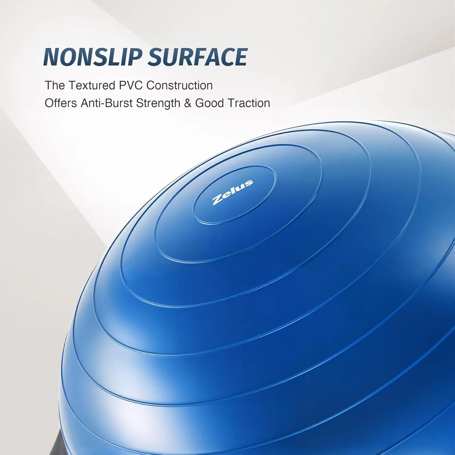 ZELUS 25in. Balance Ball | 660lb Inflatable Half Exercise Ball Wobble Board Balance Trainer w Nonslip Base | Half Yoga Ball Strength Training Equipment w 2 Bands, Pump, Extra Ball Included