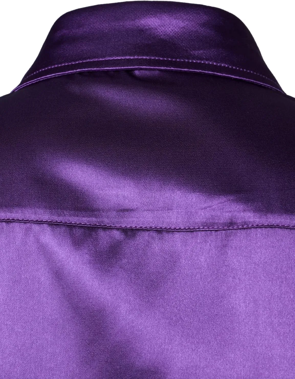 ZEROYAA Men's Luxury Shiny Silk Like Satin Button Up Dress Shirts