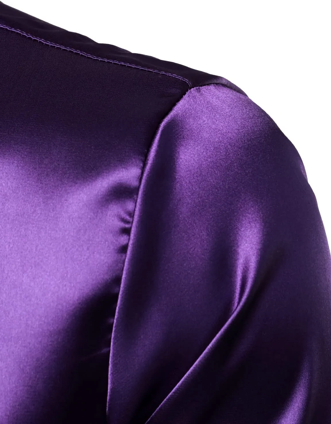 ZEROYAA Men's Luxury Shiny Silk Like Satin Button Up Dress Shirts